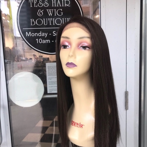 Brown 6X6 Wig wear up in a Ponytail Swisslace Wig main image 4